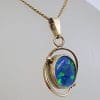 9ct Yellow Gold Oval Opal Triplet Pendant on Gold Chain - Antique / Vintage