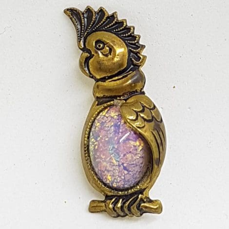 Plated with Pink Foil Stone Parrot Galah Bird Brooch – Vintage Costume Jewellery