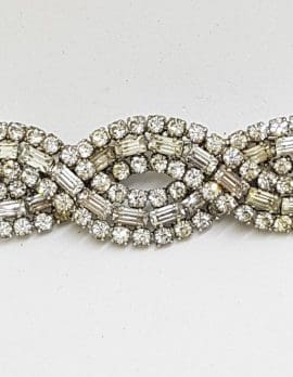 Plated Rhinestone Large Bow Brooch – Vintage Costume Jewellery