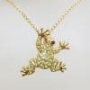 9ct Yellow Gold Peridot and Rhodolite Garnet Frog Pendant on 9ct Chain