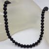 Round Onyx Bead Necklace / Chain with Sterling Silver Clasp