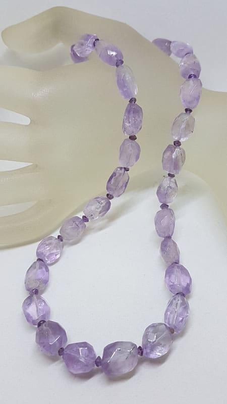 Faceted Amethyst Bead Necklace / Chain with Sterling Silver Clasp