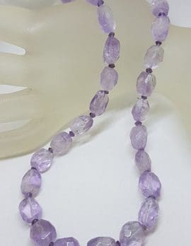 Faceted Amethyst Bead Necklace / Chain with Sterling Silver Clasp
