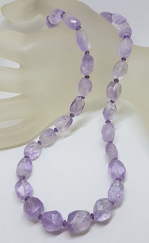Faceted Amethyst Bead Necklace / Chain with Sterling Silver Clasp