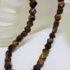 Tiger Eye Cube Bead Necklace / Chain with Sterling Silver Clasp