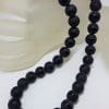 Black Onyx Thick Ball Matte and Shiny Bead Necklace / Chain with Sterling Silver Clasp