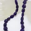 Chunky Unusual Shapes Amethyst Bead Necklace / Chain with Sterling Silver Clasp