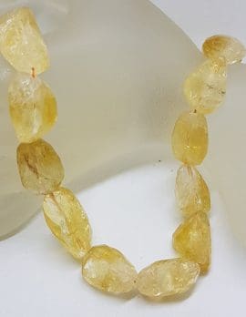 Chunky Citrine Bead Necklace / Chain with Sterling Silver Clasp