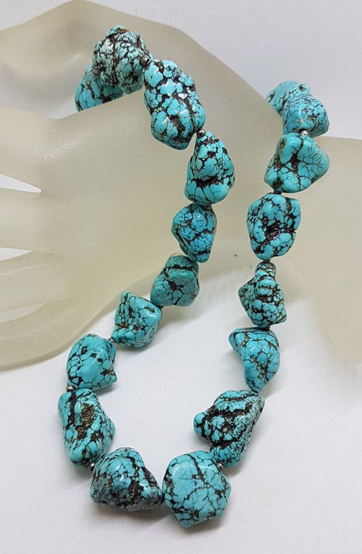 Chunky Howlite Bead Necklace / Chain with Sterling Silver Clasp