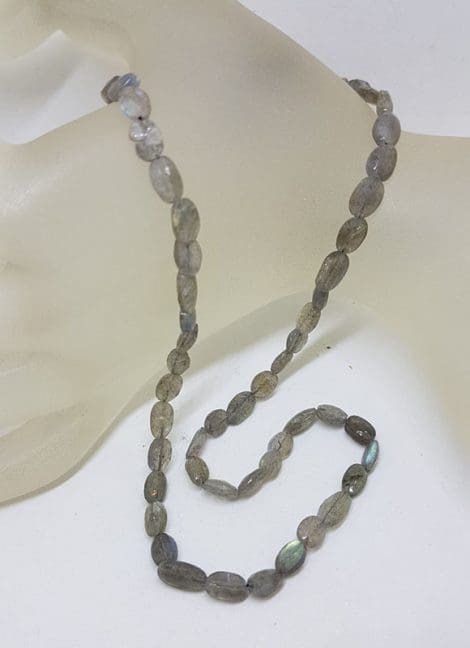 Oval Labradorite Bead Necklace / Chain with Sterling Silver Clasp