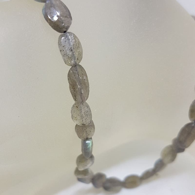 Oval Labradorite Bead Necklace / Chain with Sterling Silver Clasp Oval Labradorite Bead Necklace / Chain with Sterling Silver Clasp