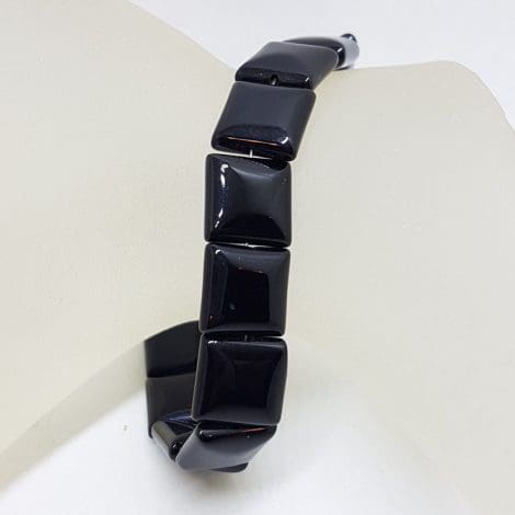 Black Onyx Bead Bracelet with Sterling Silver Clasp