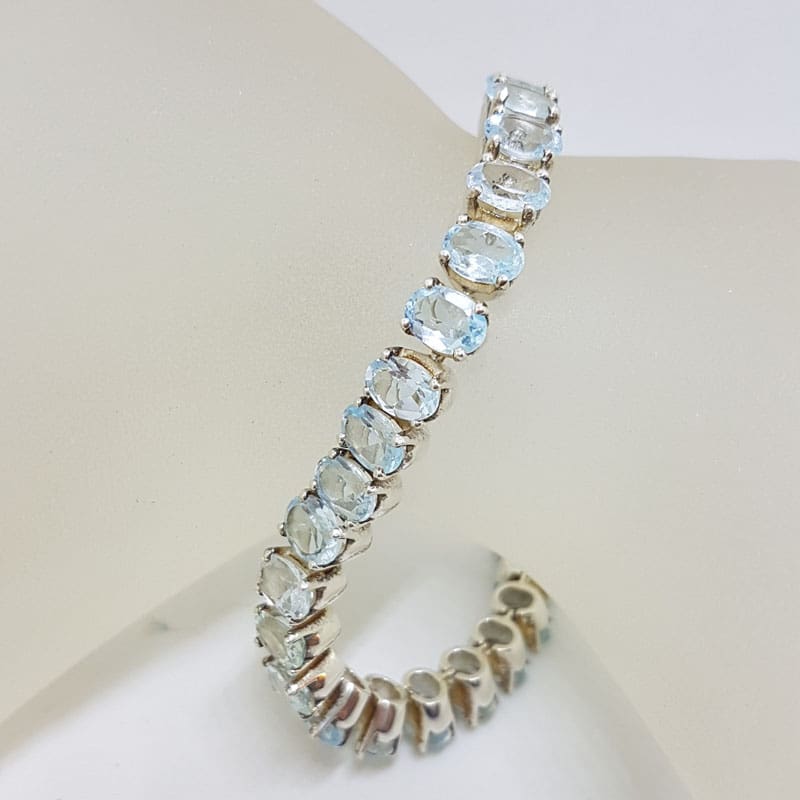 * SOLD * Sterling Silver Oval Topaz Tennis Bracelet Alexa's Treasures