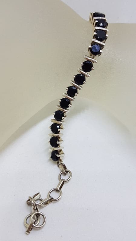 Sterling Silver Round Onyx Tennis Bracelet