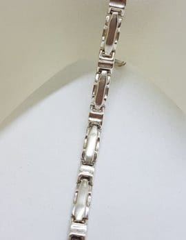 Sterling Silver Patterned Straight Link Bracelet