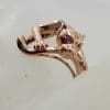 9ct Rose Gold Jaguar / Panther / Cat Ring - Pink Sapphire Eyes and Diamond Collar
