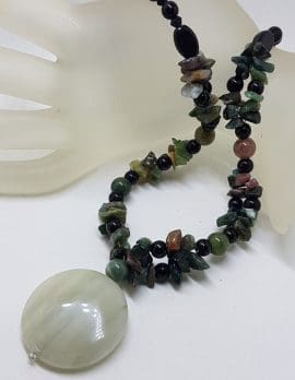 Multi-Colour Tourmaline Bead Necklace with Agate and Sterling Silver Clasp