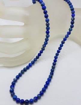 Lapis Lazuli Bead Necklace with Sterling Silver Clasp