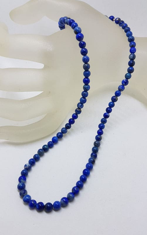 Lapis Lazuli Bead Necklace with Sterling Silver Clasp Lapis Lazuli Bead Necklace with Sterling Silver Clasp
