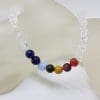Multi-Coloured Chakra Beads with Quartz Necklace and Sterling Silver Clasp