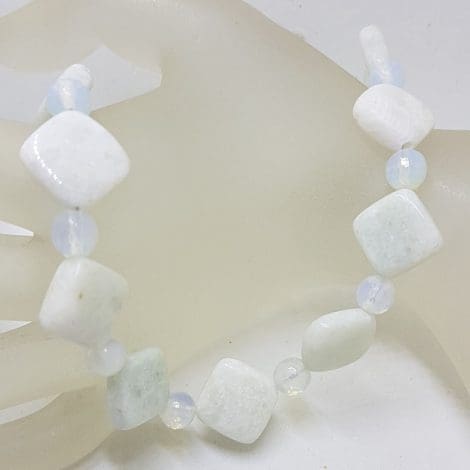 White Square Natural Bead Necklace