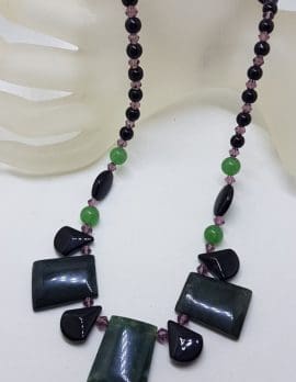 Jade and Amethyst Bead Necklace