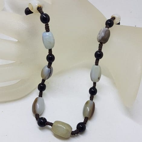 Agate and Onyx Bead Necklace