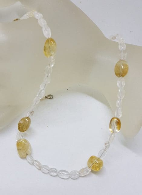 Clear Crystal Crystal Quartz and Citrine Bead Necklace