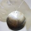 Sterling Silver Large Round Mother of Pearl Pendant on Silver Chain