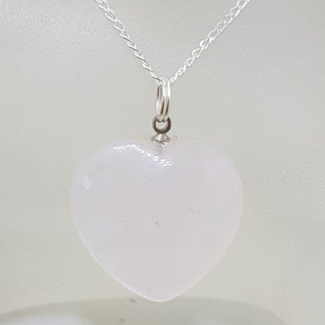 Sterling Silver Rose Quartz Heart Pendant on Silver Chain
