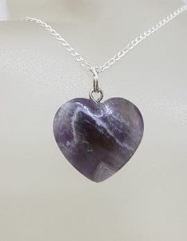 Sterling Silver Amethyst Heart Pendant on Silver Chain