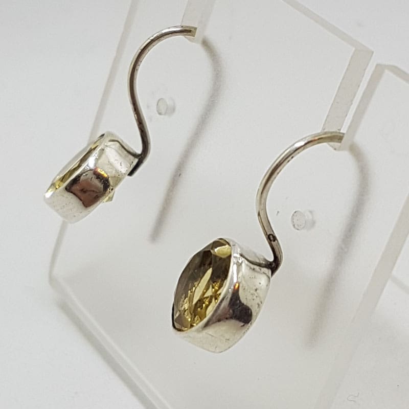 Sterling Silver Citrine Round Drop Earrings