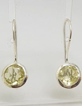 Sterling Silver Citrine Round Drop Earrings
