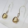 Sterling Silver Citrine Square Drop Earrings