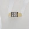 18ct Yellow Gold 9 Diamond Square Cluster Engagement Ring / Dress Ring - Vintage / Antique