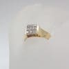 18ct Yellow Gold 9 Diamond Square Cluster Engagement Ring / Dress Ring - Vintage / Antique