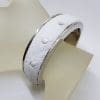 Sterling Silver Heavy Ostrich Leather White Oval Hinged Bangle - Unique