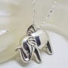 Sterling Silver Elephant Large Pendant with Trunk Up on Silver Chain