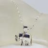 Sterling Silver Elephant Pendant with Trunk Up on Silver Chain