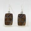 Sterling Silver Wood / Timber Drop Earrings - Rectangular Shape - Available in different wood colours