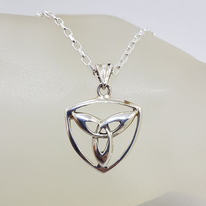 *SOLD* Sterling Silver Celtic Knots Triangular Pendant on Silver Chain