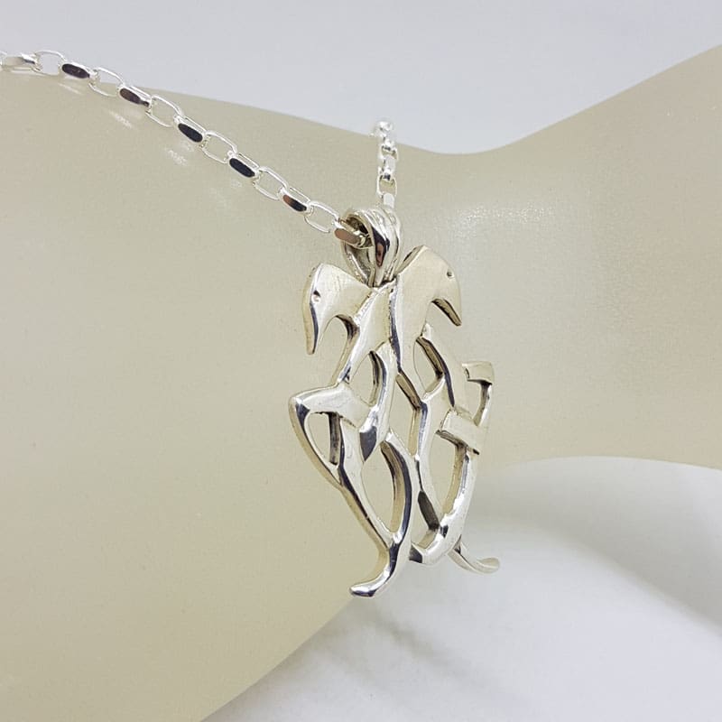 Sterling Silver Celtic Knots Wide Pendant on Silver Chain Sterling Silver Celtic Knots Wide Pendant on Silver Chain