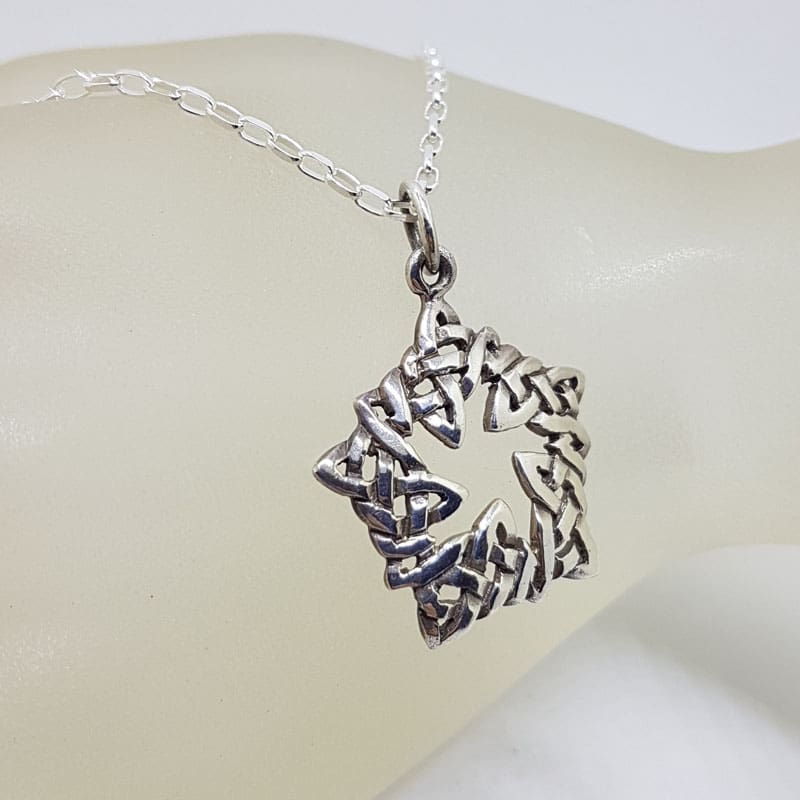Sterling Silver Celtic Knots 'Star' Shape Pendant on Silver Chain Sterling Silver Celtic Knots 'Star' Shape Pendant on Silver Chain