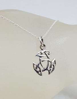 Sterling Silver Celtic Knots Dainty Pendant on Silver Chain