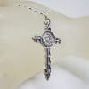 Sterling Silver Celtic Knots Large Cross with Pentagram Pendant on Silver Chain