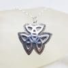 Sterling Silver Celtic Knots Unusual Shaped Pendant on Silver Chain