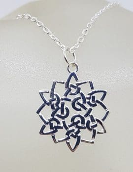Sterling Silver Celtic Knots Star Shaped Pendant on Silver Chain