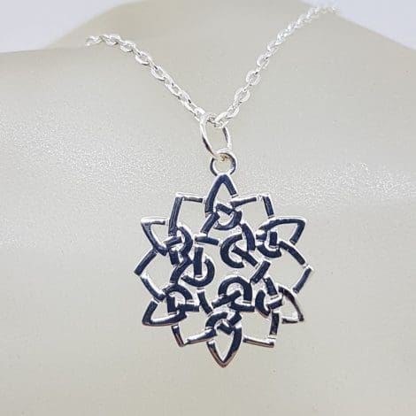 Sterling Silver Celtic Knots Star Shaped Pendant on Silver Chain