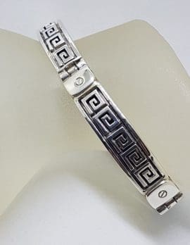 Sterling Silver Greek Key Design Heavy Identity Bracelet / Bangle - Gents Jewellery / Ladies Jewellery
