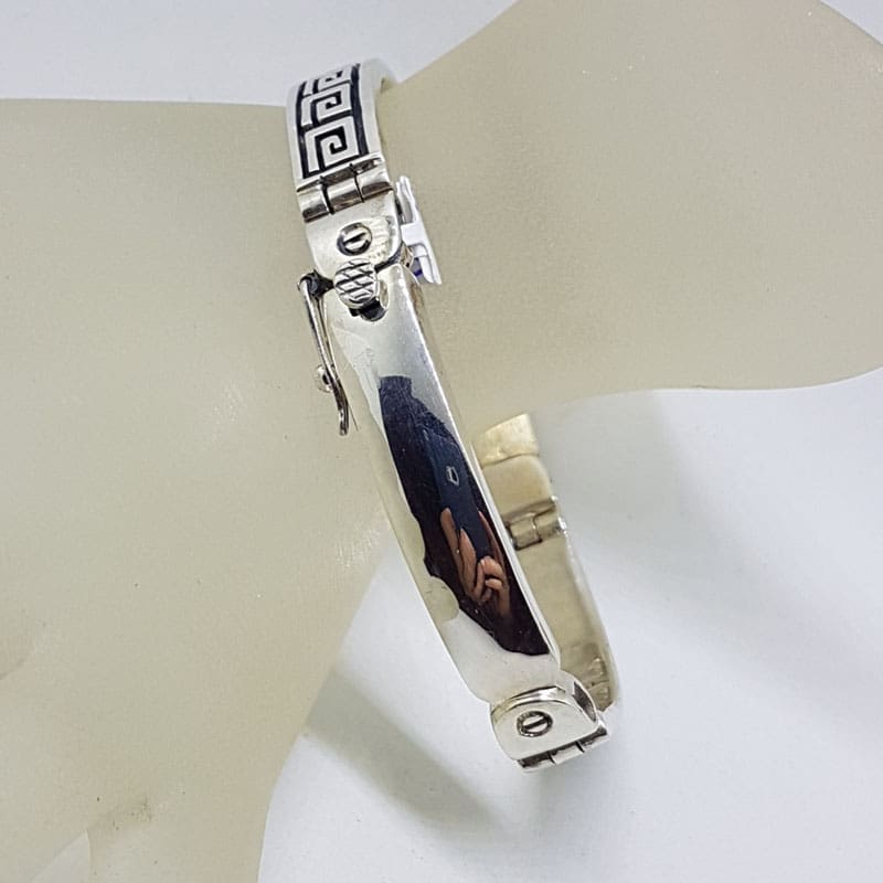 Sterling Silver Greek Key Design Heavy Identity Bracelet / Bangle - Gents Jewellery / Ladies Jewellery Sterling Silver Greek Key Design Heavy Identity Bracelet / Bangle - Gents Jewellery / Ladies Jewellery